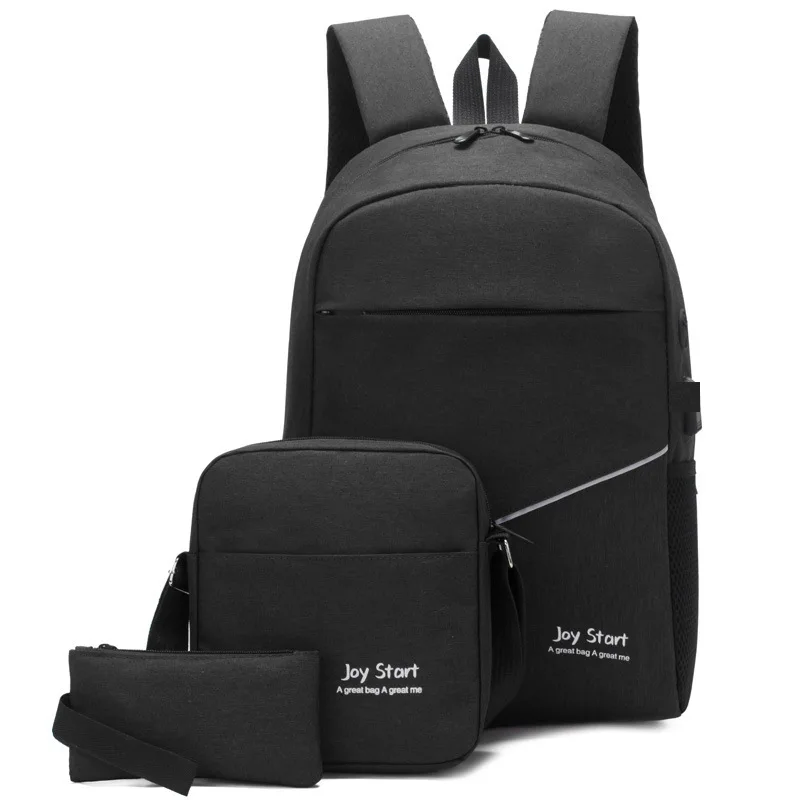 Sac à dos de chargement USB pour hommes, sacs à dos multifonctions décontractés, sacs d'école pour hommes, petit sac à dos pour ordinateur portable, 3 ensembles, 3 pièces, mode