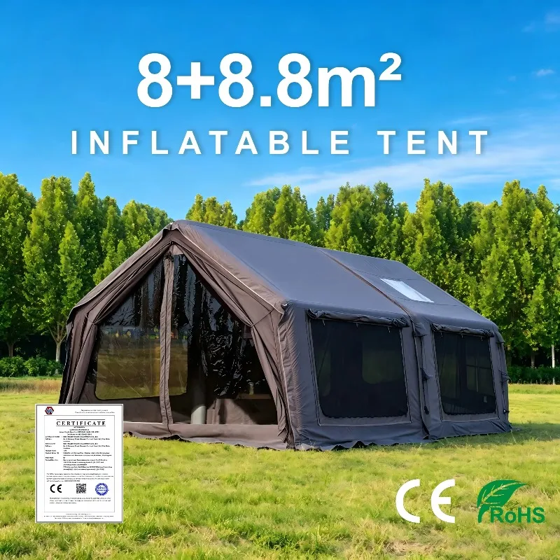 Wholesale InflatableTent 8+8.8㎡ Extended Space Waterproof 3000MM Cotton Canvas All Seasons Outdoor Quick Setup Camping
