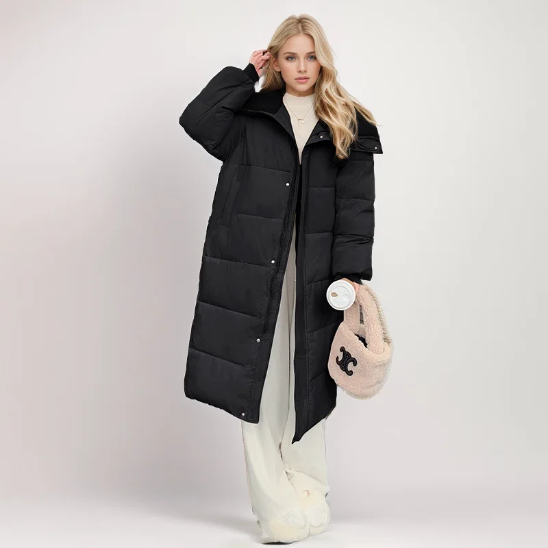 

Women's Winter Padded Coat Solid Single Breasted Lambswool Turn Down Collar Quilted Jacket For Female Long Thickened Lady's Coat