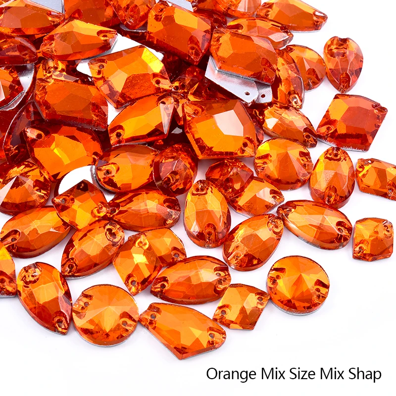 BOBOHOO Orange Rivoli Tropfen Glas Flatback Nähen Steine Kristall Steine Nähen auf Strasssteine Für Handarbeiten Kleidungsstück Strass DIY – Detail 2