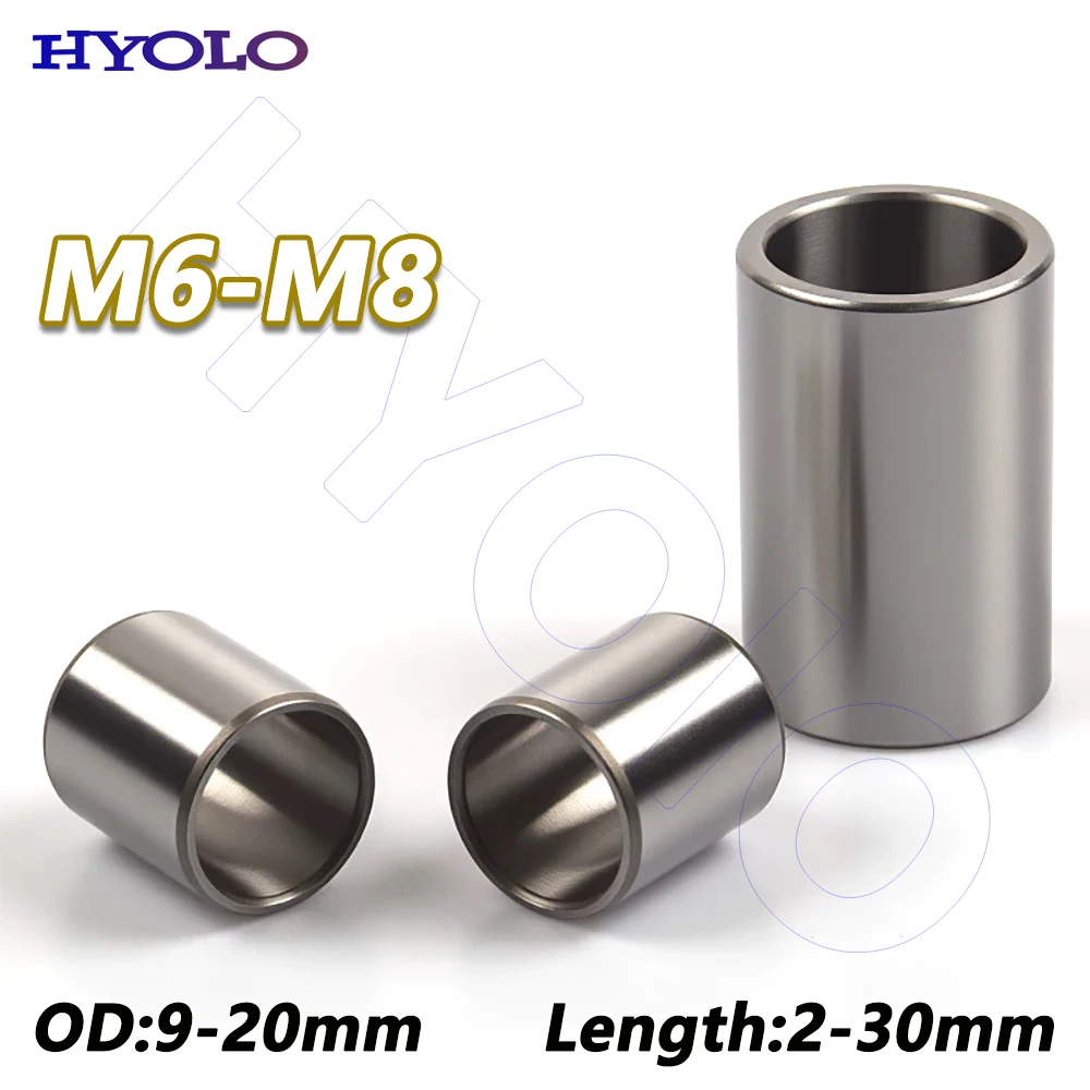 

M6-M8 Bearing Steel Round Bushing Wear Resistant Shaft Sleeve OD 9-20mm Unthreaded Hollow Spacer Length 2-30mm