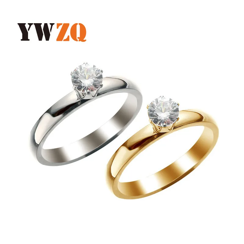 1PCS Hot Selling Stainless Steel Ring With Simple Personalized 4mm Earrings And Diamond Studded Claws Couple Titanium Steel Ring