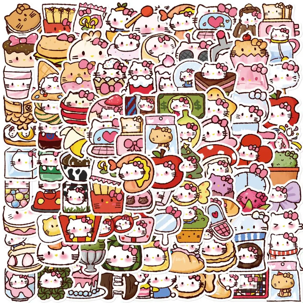 90PCS Cartoon Kitten Stickers Creative Vintage For DIY Notebook Guitar Scrapbooking Motorcycle Laptop Luggage Graffiti Decals