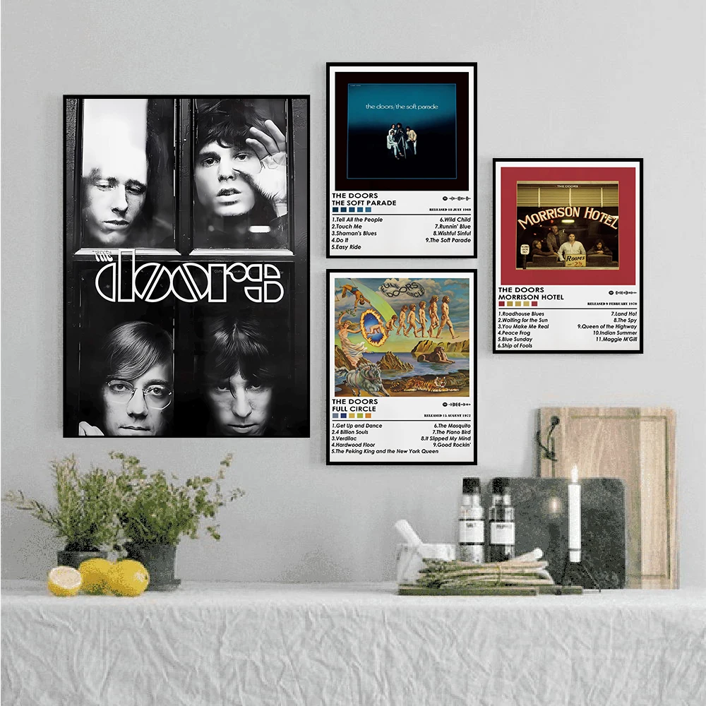 Famous The Doors Rock Band Album Posters Popular Guitar LA Woman Prints Canvas Painting Wall Art Pictures Home Living Room Decor