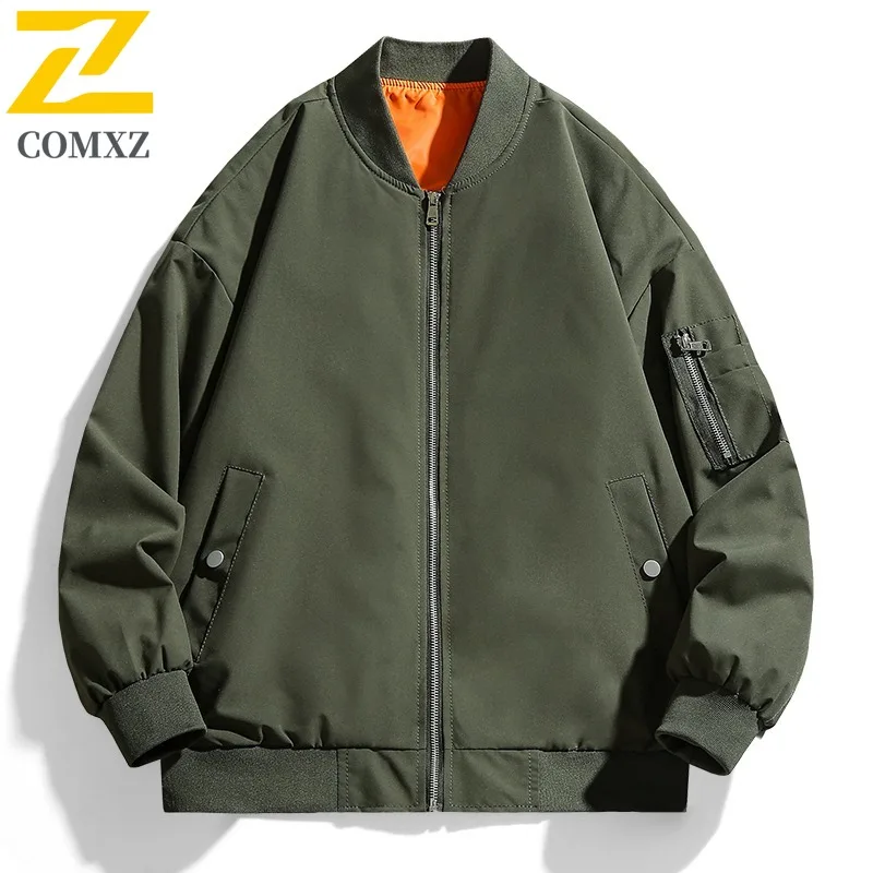 

COMXZ весенне-осенняя водонепроницаемая бейсбольная куртка мужская модная повседневная ветрозащитная рабочая одежда на молнии стильная легкая летная куртка