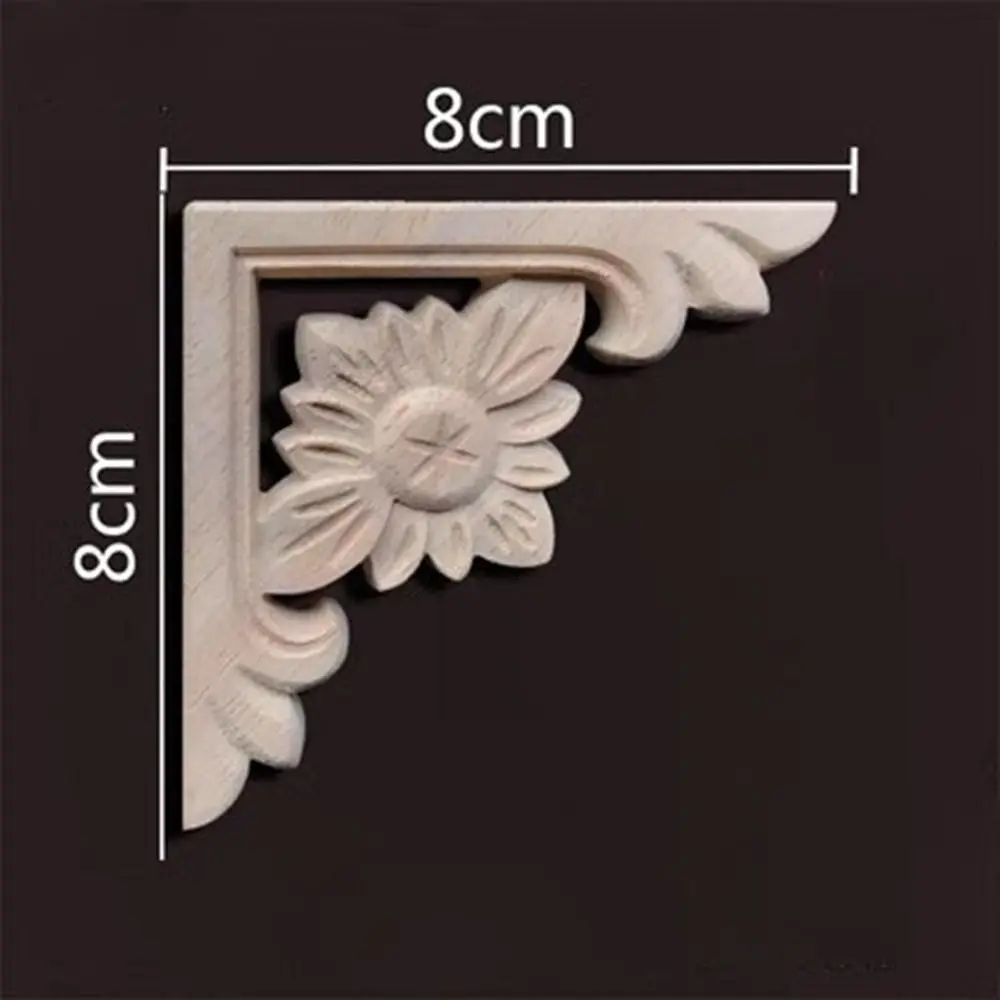 New Natural Floral Wood Carved Crafts Multi-styles Unique Woodcarving Decorative Corner Appliques Frame Wall Door Decoration