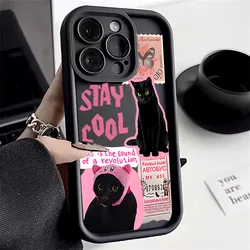 Cute Black Cat Phone Case Cool For iPhone 16 15 14 13 12 11 Pro Max XR XS MAX 7 8 PLUS MINI Y2K Luxury Silicone Bumper Cover