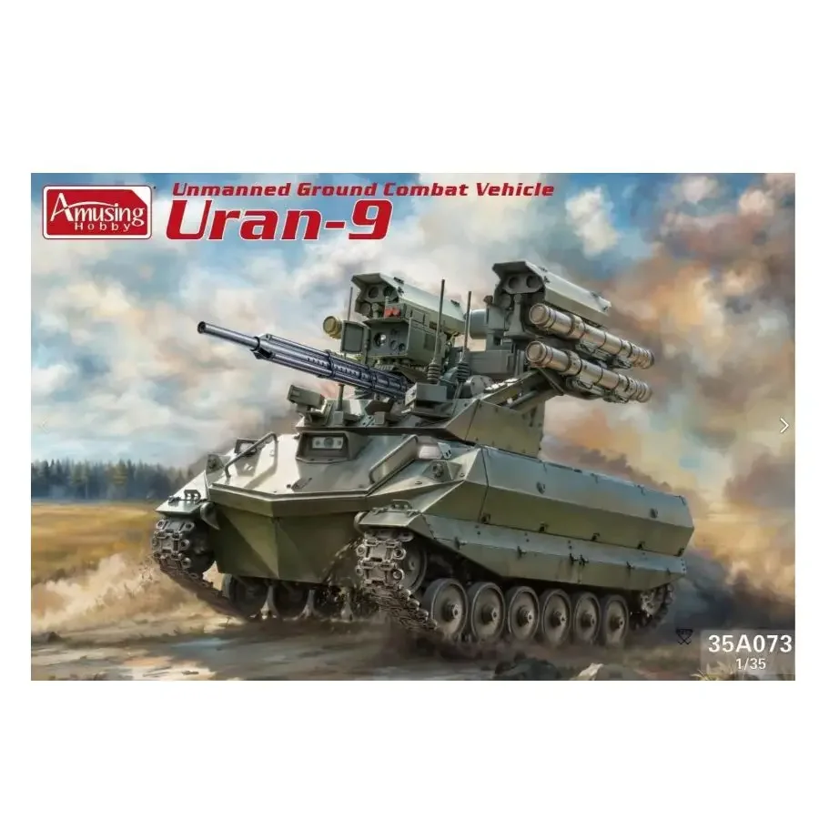 Model Militer URAN-9 Kendaraan Tempur Darat Tak Berawak Rusia Versi Terbaru 35A073 Skala 1/35 Oleh Amusing Model Hobby