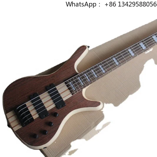 Flyoung Neck Through Bass 5 Strings Electric Bass Guitar Profectional Bass Guitar Natural Wood Color
