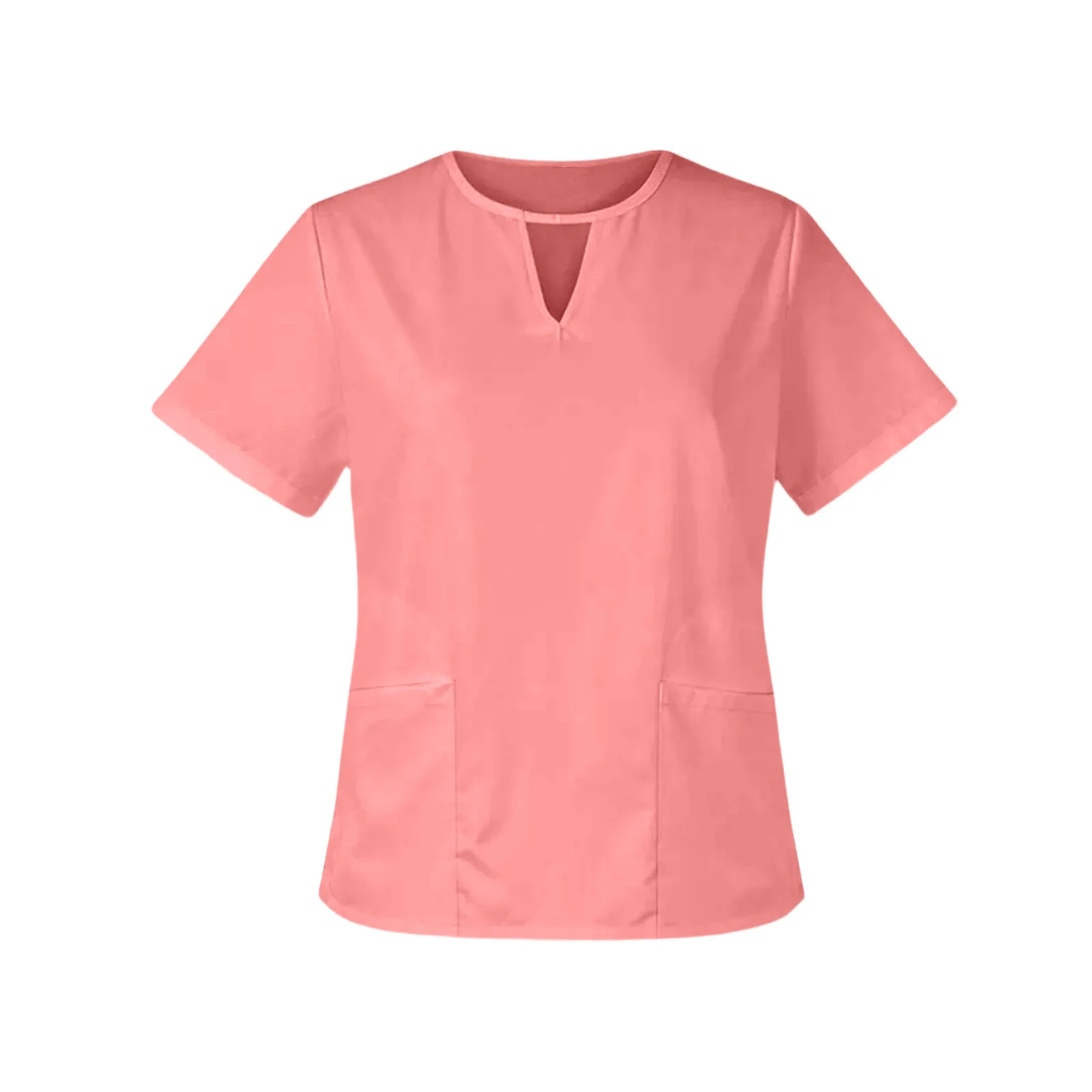 

Женская модная рабочая униформа с круглым вырезом, короткими рукавами, вырезами и карманами, цветной топ для медсестер