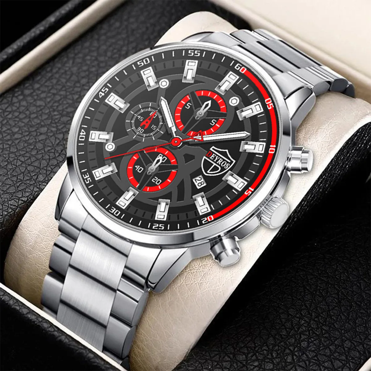 Deyris-メンズステンレススチールクォーツ時計セット,カジュアルファッション,ラグジュアリー,ビジネス,1セットあたり6個