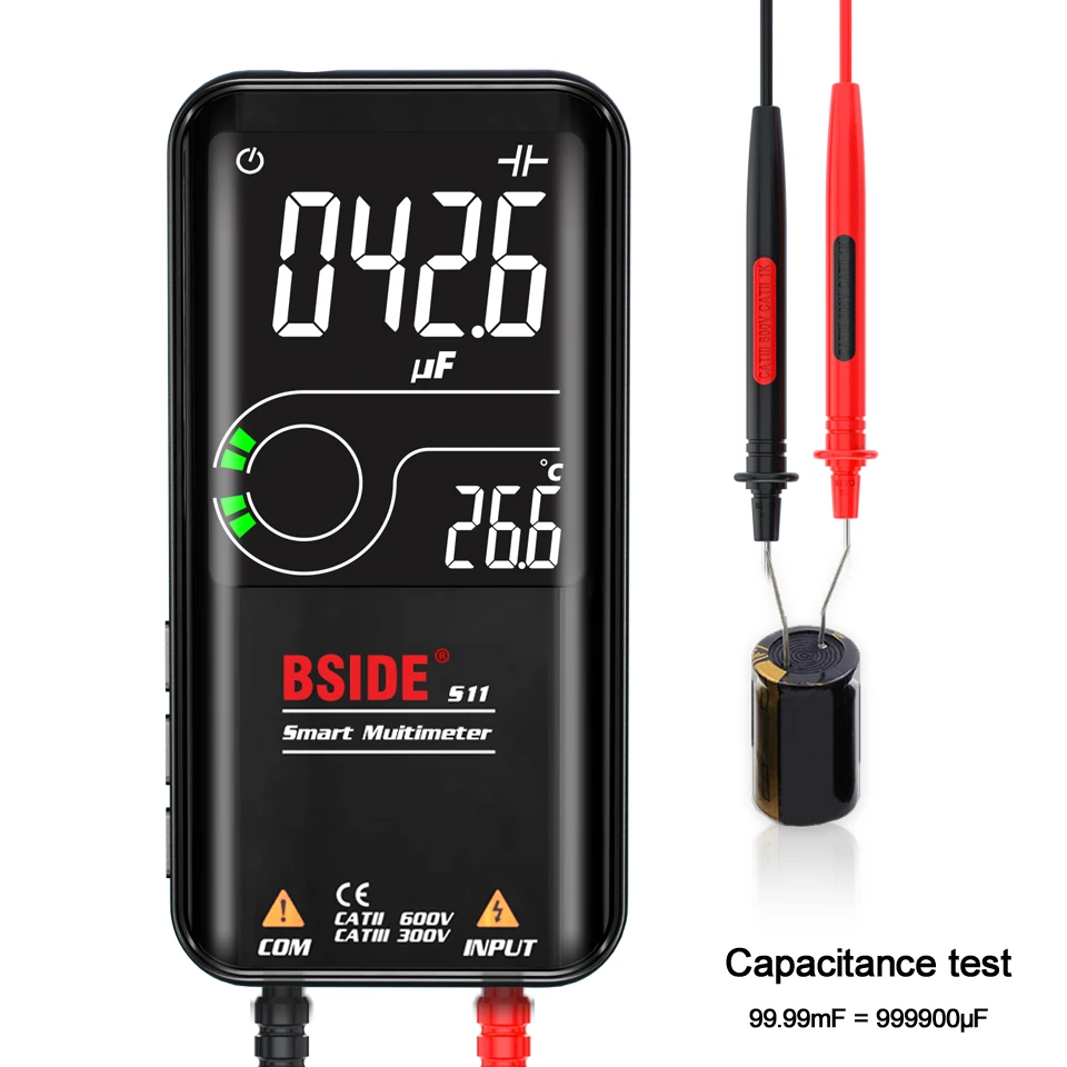 BSIDE Professional Digital Multimeter Smart Tester T-RMS DC AC Voltage Capacitance Ohm Hz NCV Professional Multifunction Tester