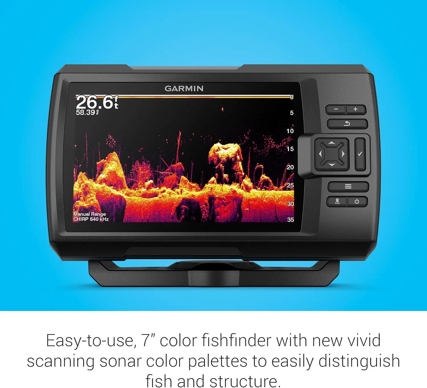 Easy-to-Use 7-inch Color Fishfinder and Sonar Transducer, Vivid Scanning Sonar Color Palettes