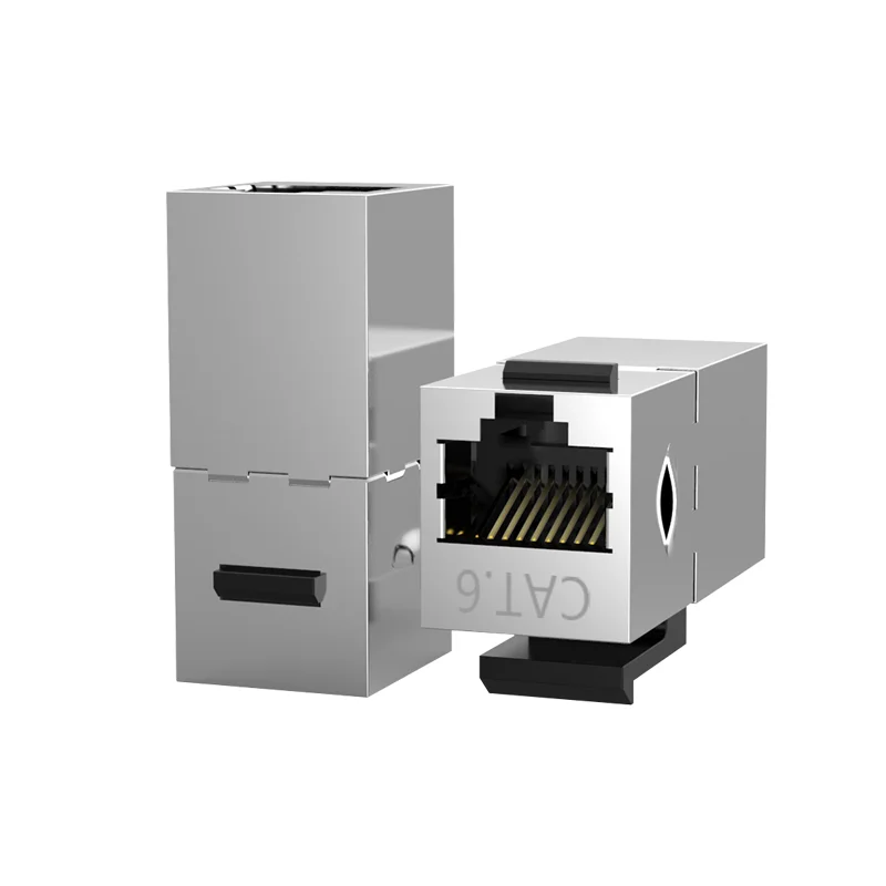 Acoplador CAT6 Keystone Jack, Conector RJ45 blindado, Adaptador de módulo Keystone em linha STP, Acopladores