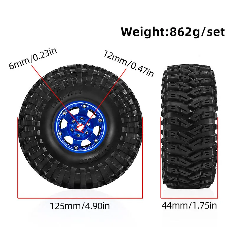 1.9inch Climbing Car Metal Alloy Wheel Hub 1/10 SCX10 Third Generation TRX4 90046 D90 TireD386