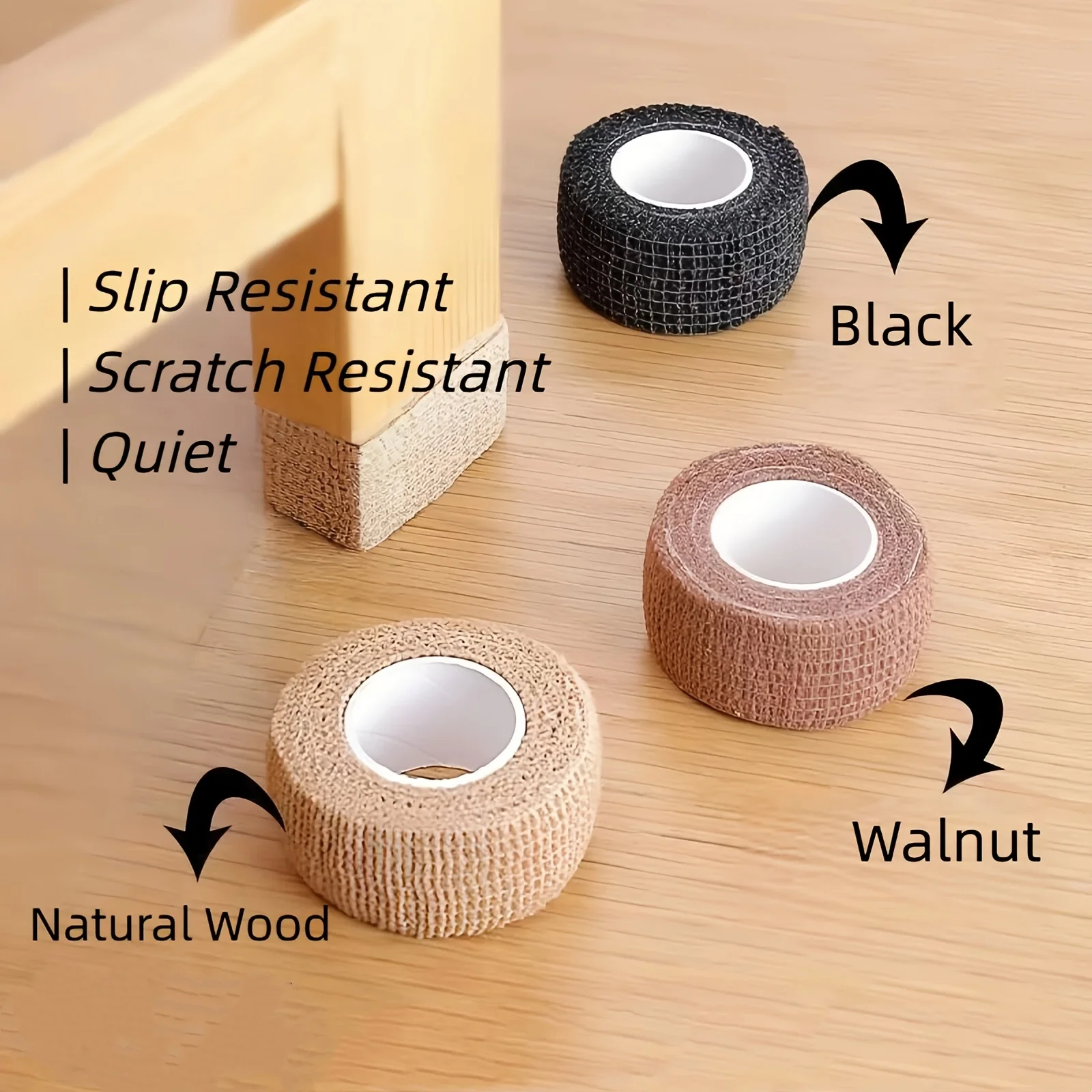 20/10 Rolls of Random Color Furniture Anti-Slip Silent Stickers, Self-Adhesive Anti-Slip Tape, Table and Chair Leg Anti-Slip Floor Protectors, Floor Protection Covers, Wear-Resistant Stool Leg Covers, Elastic Adhesive