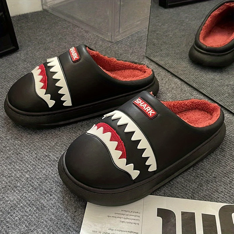 شباشب شتوية للجنسين من القطيفة على شكل قرش عالية الجودة مانعة للانزلاق نعل إيفا ناعم دافئ من البولي يوريثان مناسب للاستخدام الداخلي والخارجي 120