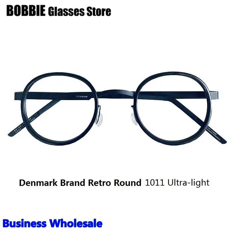 Denmark Brand Retro Round Titanium Glasses Frame Ultra-light Men Women Eyeglasses 1011 Eyewear Screwless Handmade Optiacal Lens