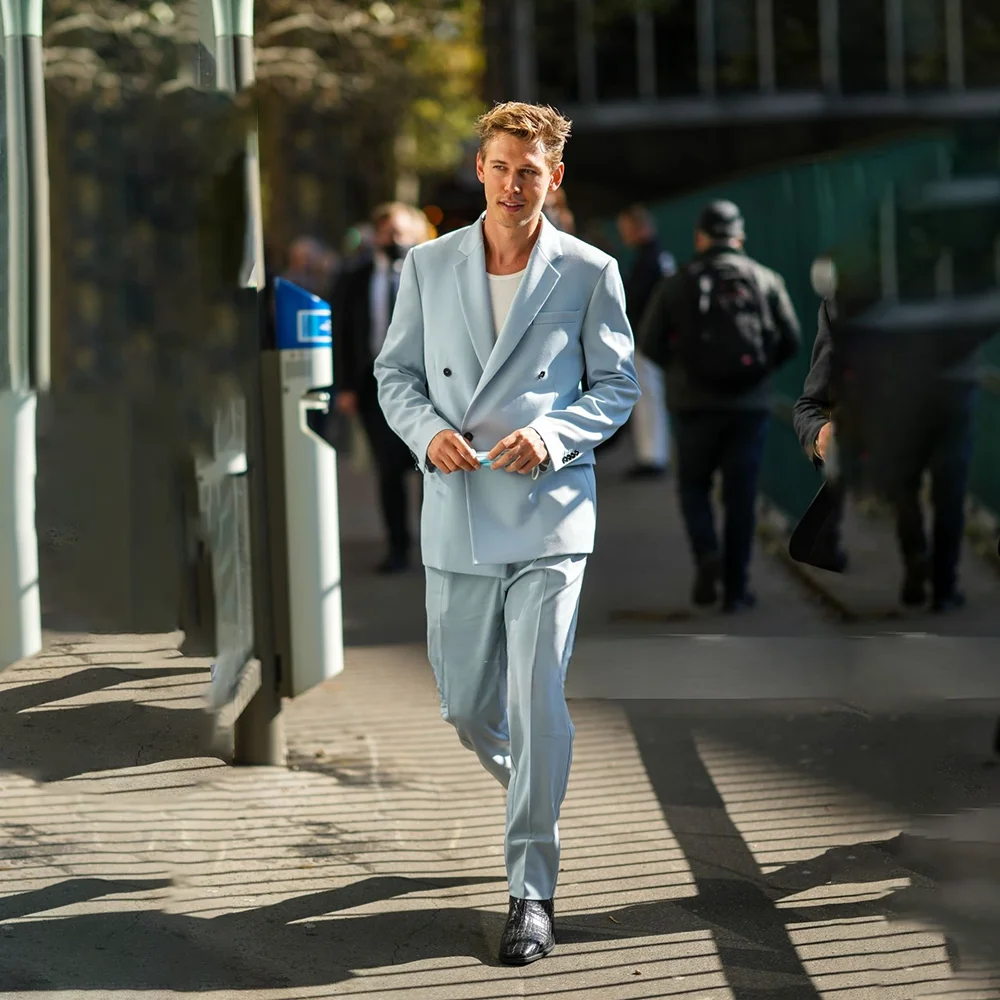 

Мужские костюмы из двух предметов, деловые повседневные смокинги, двубортные, для работы, для поездок на работу, для вечеринок, мужская одежда