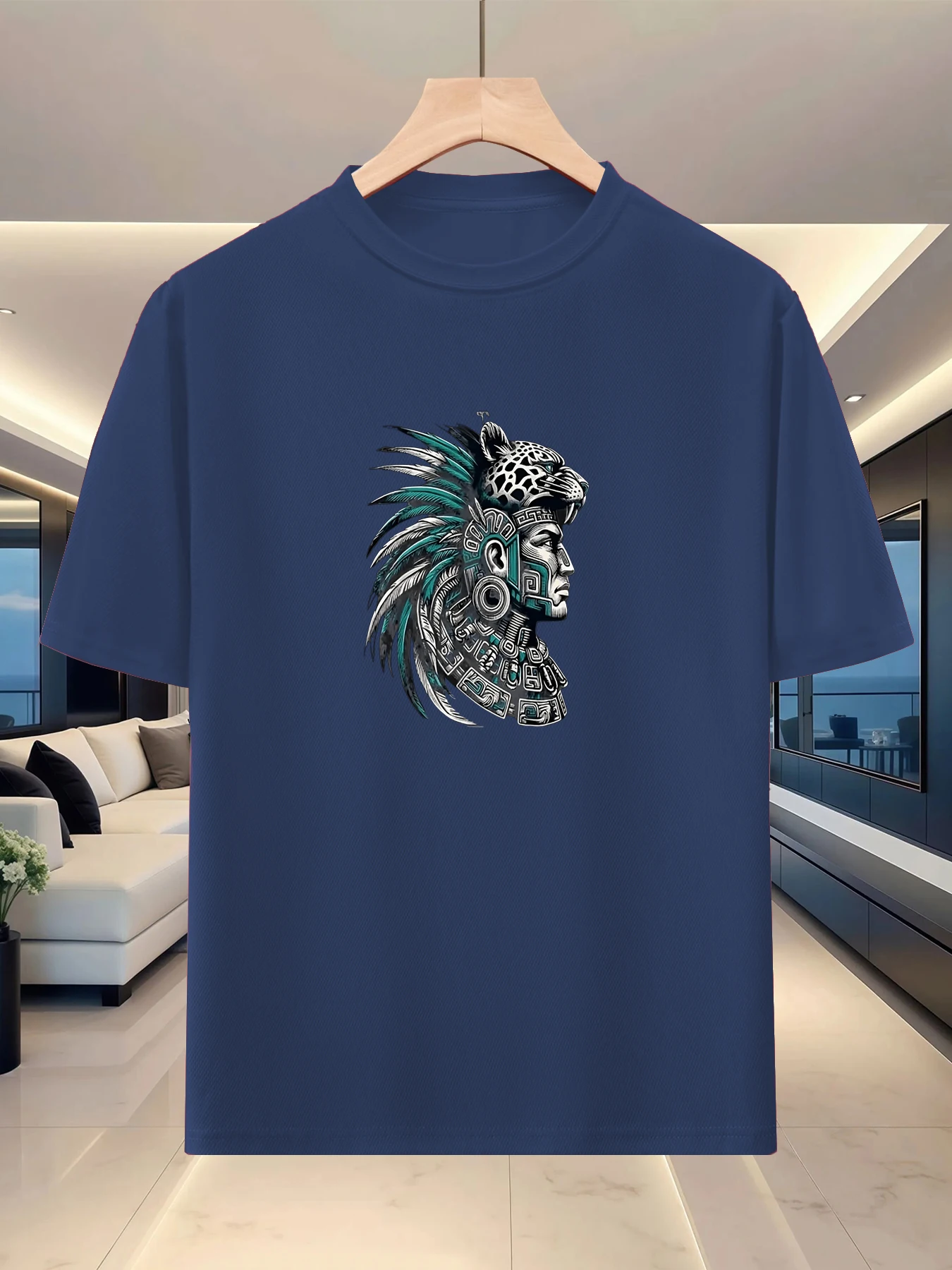 Relaxing Tone Men's Loose Short Sleeve Top Summer Camping Creative Pattern Printed silhouette Casual Half Sleeve