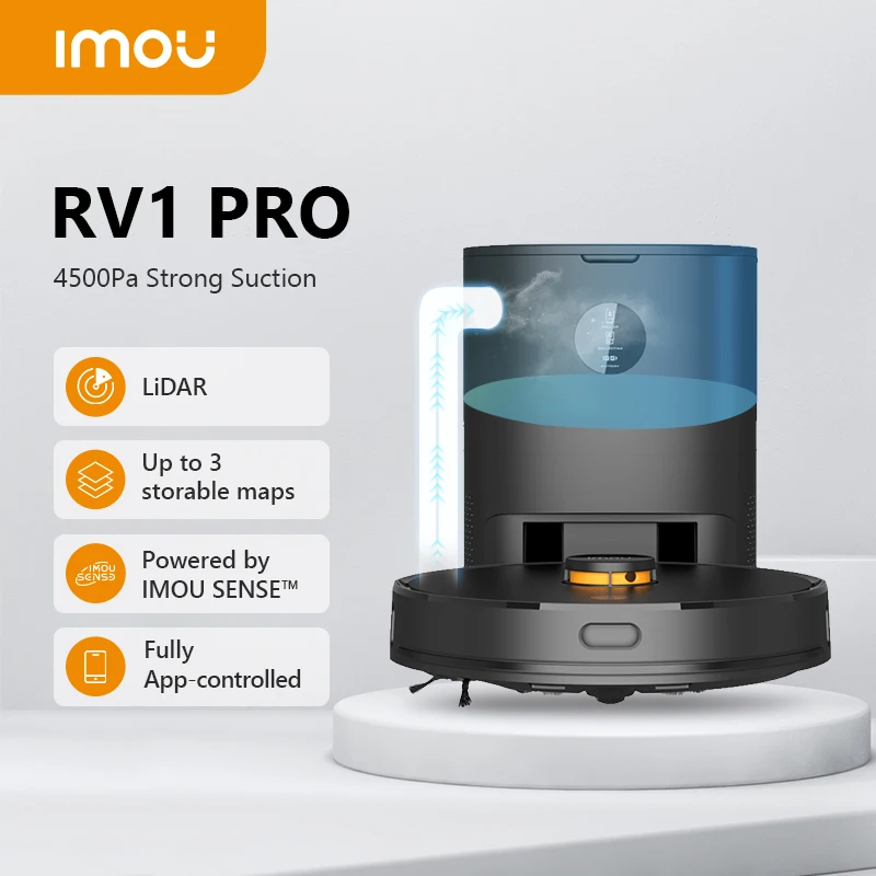 IMOU RV1 Pro Robótico Auto-vazio Aspirador de pó Robô Vassoura 4500Pa Sucção Automática Inteligente Esfregar Máquina de Limpeza Sem Fio