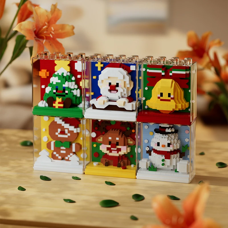 سانتا كلوز شجرة عيد الميلاد اللبنات الثلج لغز DIY تجميع ديكور المنزل الطوب لعب الأطفال للأطفال هدايا عيد الميلاد