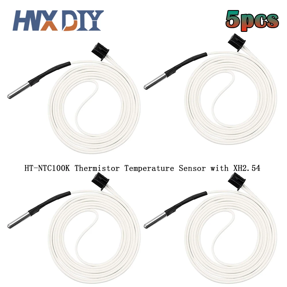 5Pcs 3D Printer Onderdelen HT-NTC100K Thermistor Temperatuursensor Met XH2.54 Terminal Voor Hoge Temperatuur Filament 350 Graden