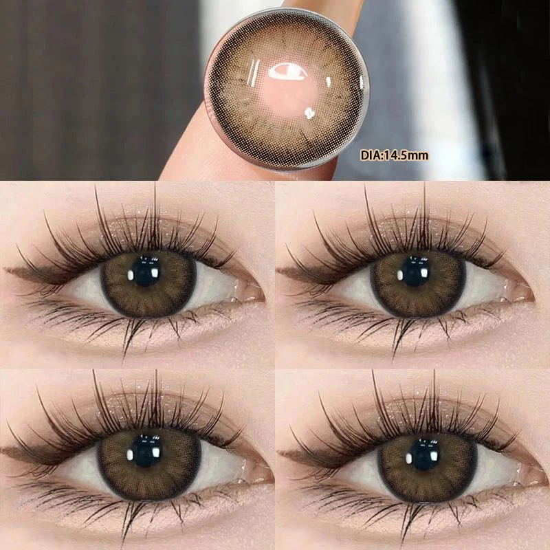 1 Pair Contact Lenses for Eyes Color Pupils Natural Brown Lenses Big Beautiful Pupil with Myopia Degree Yearly Fast Shipping