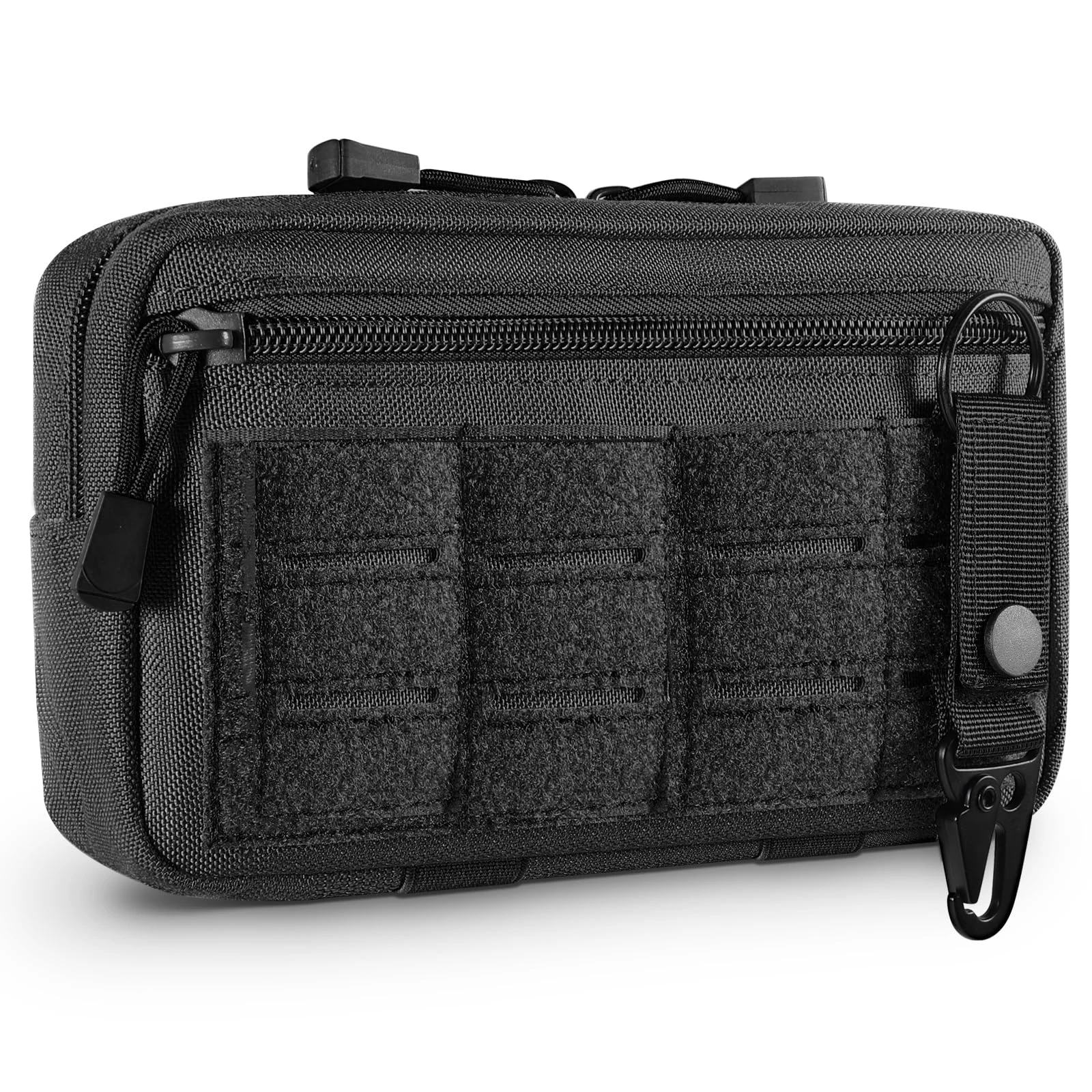 Tactical Molle Admin Pouch Utility Laser Cut EDC Tool Pouch Bag Horizontal Modular Pouches Include US Flag Patch and Keychain