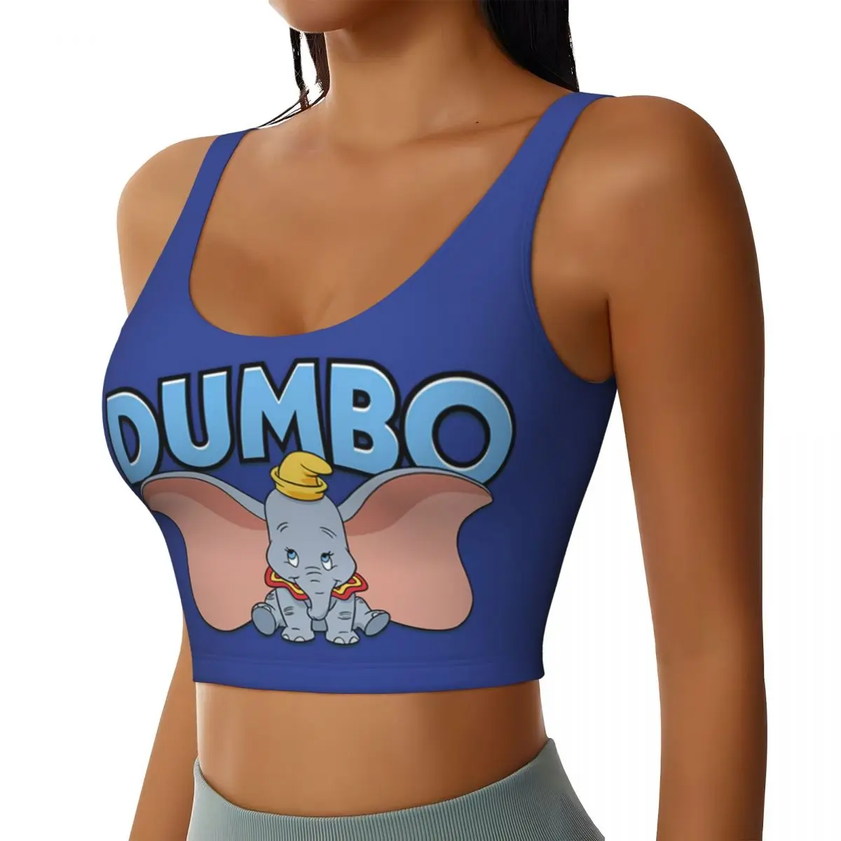 Custom Dumbo Wide Open Sports Bra Women's Cartoon High Impact Workout Yoga Crop Top