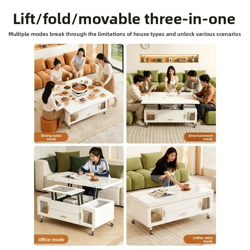 Multifunctional lifting coffee table dining table, two-in-one dual-purpose movable folding coffee table