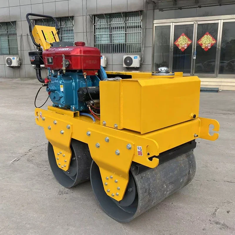 Cross border special supply Diesel Engine Mini Road Roller Soil Road Machinery 300kg 600kg 700kg Roller Compactor