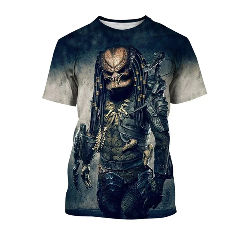 3D Printed Predator Graphic Men's T-shirt Fashionable Hip-hop Street Clothing Summer Outdoor Breathable Short Sleeve O-neck Top image 3