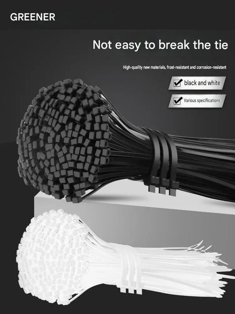 Nylon Cable Ties Self-Locking Wire Bundling Straps Strong Plastic Fasteners Cord Organizer