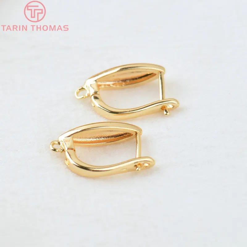 (2694)6PCS 17x12MM 24K Gold Color Brass Horse Eyes Stud Earrings Pins Earrings Clasps High Quality DIY Jewelry Making Findings