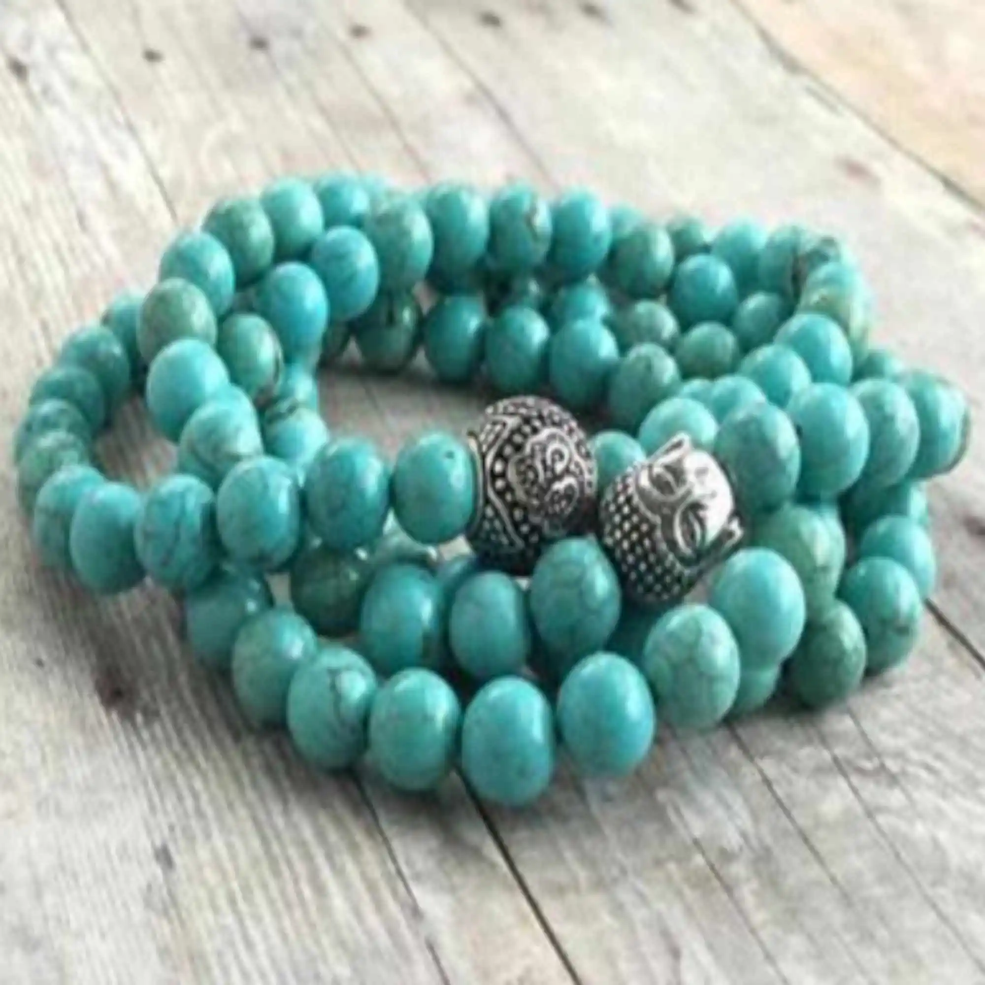 

Popular 6mm Natural Turquoise 108 Mala Beads Bracelet Yoga Jewelry Women Handmade Charm Artisan Cuff Beaded Men's Buddhist