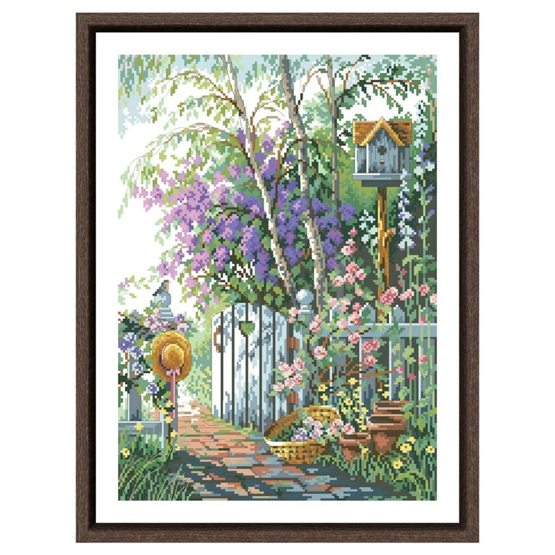 Garden path cross stitch kit aida 14ct 11ct count printed canvas stitches embroidery DIY handmade needlework