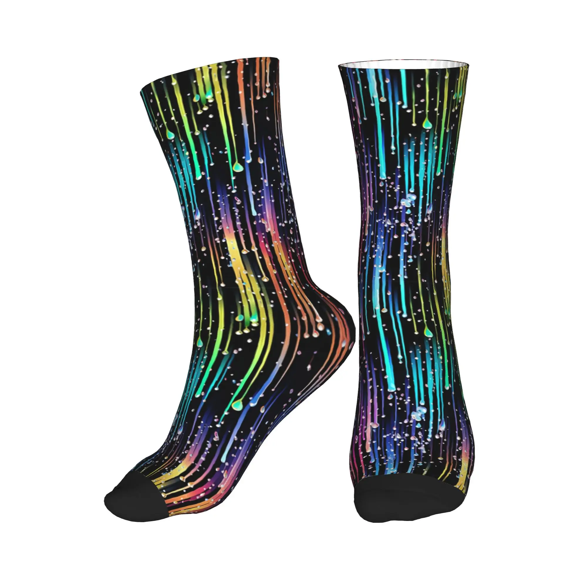 

Cool Dripping Rainbow Liquid Pattern Socks Women Men Warm 3D Printed Football Sports Socks
