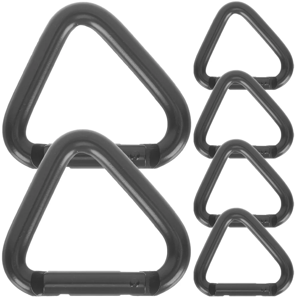 

6 Pcs Clips Carabiner Triangle for Hanging Metal Heavy Duty Black Locking Hook Triangular Travel