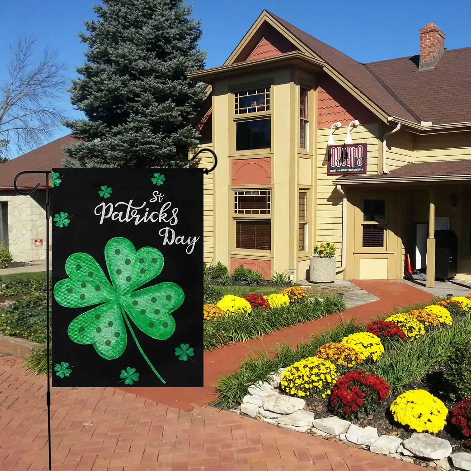 St Patrick's Day Garden Flag 12x18 double sided Burlap Green Shamrock Yard Flag Rustic Happy Welcome Saint Patty's Day I