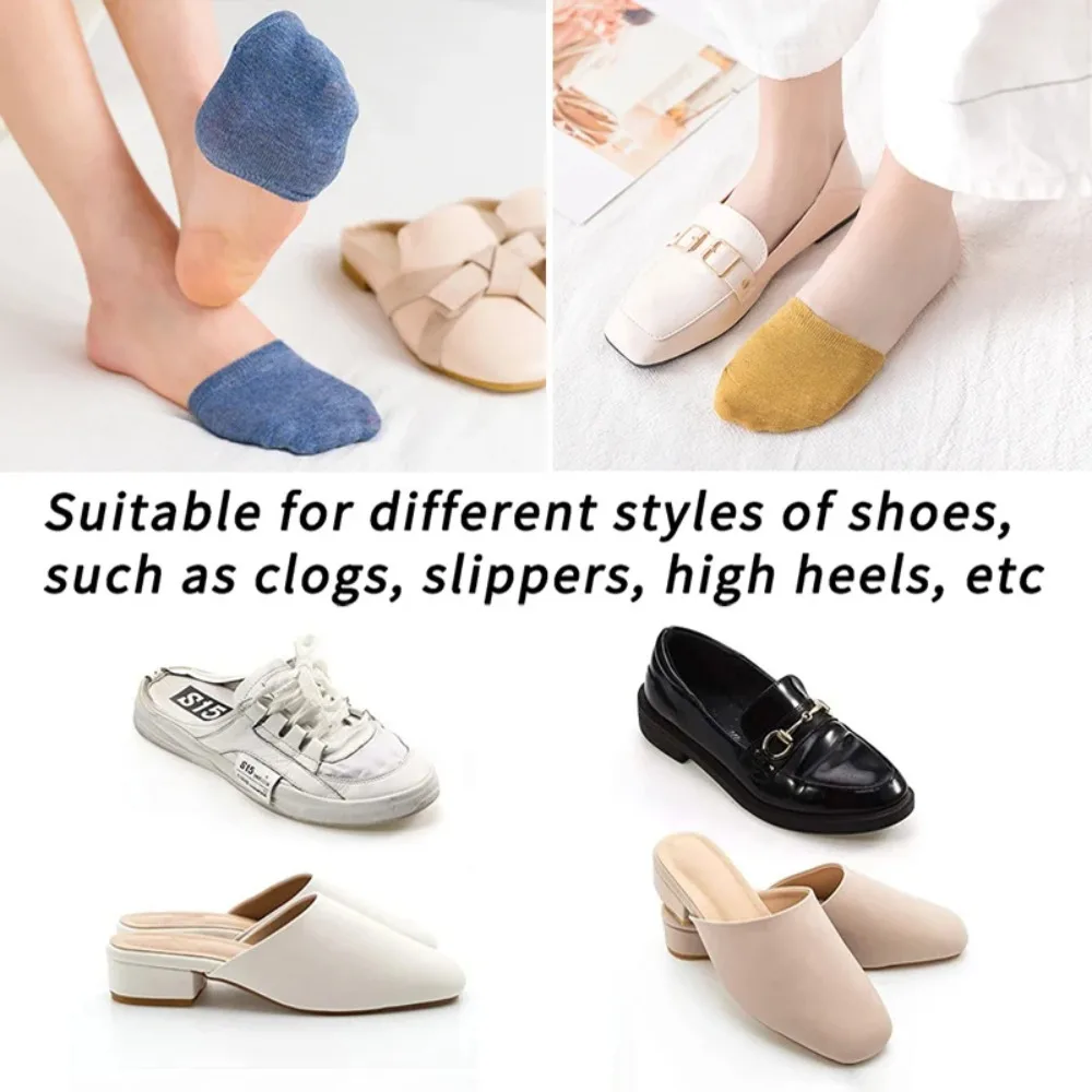 Pure Color Cotton Forefoot Socks Anti-skid Breathable Forefoot Half Foot Toe Socks Casual High Heel Half Foot Toe Cover