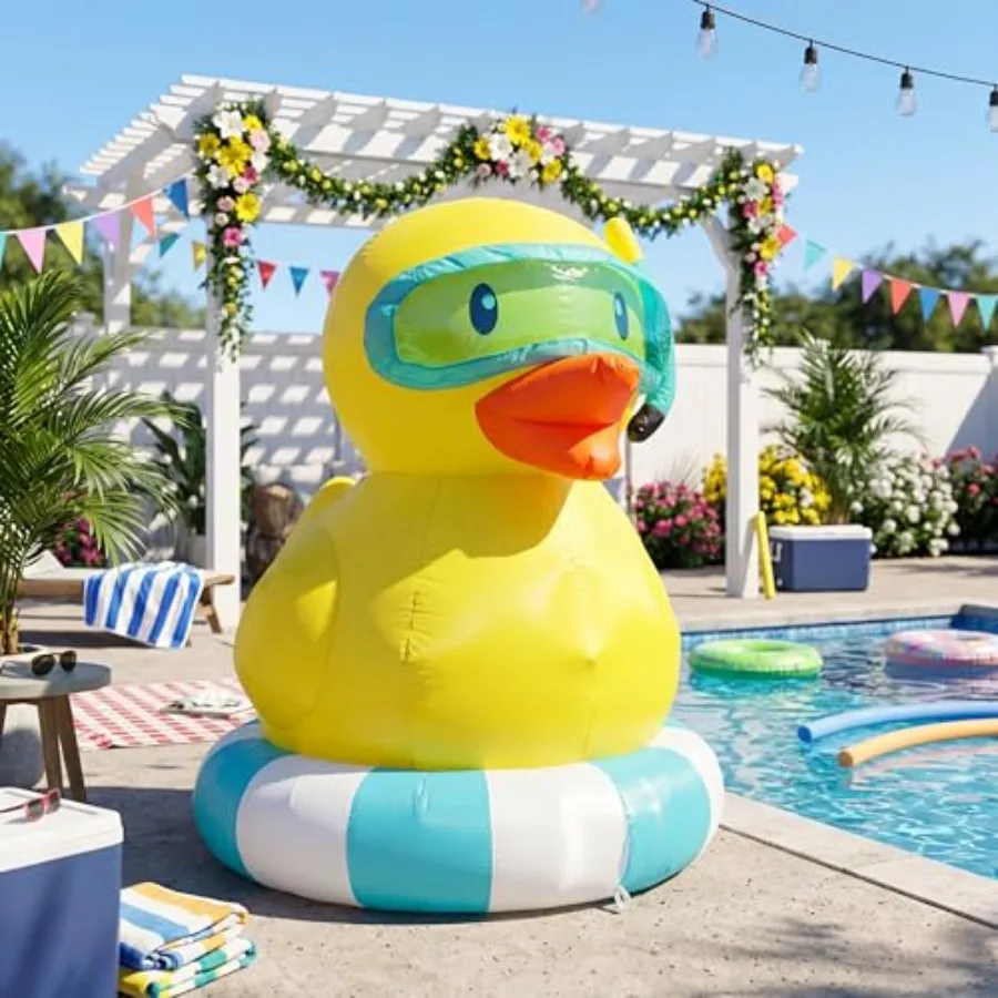 

5ft Summer Inflatable Swimming Pool Duck Decorations LED Blow Up Outdoor Decoration Pool Party Favors for Beach Party Decor Tro