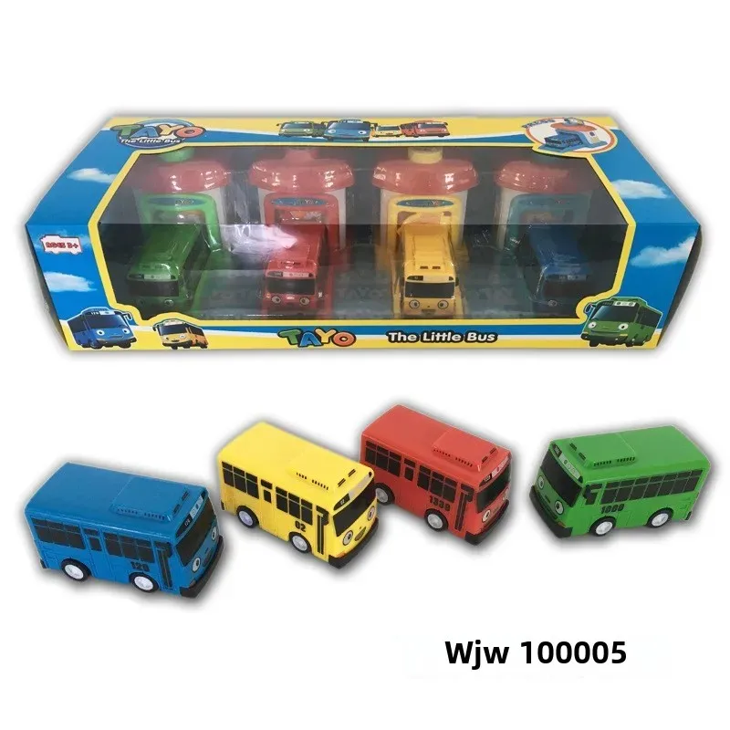 Tayo The Little Bus 1004/ 2004 Playset 4pc/Set Launch Pad Set Cartoon Car Toy Tayo Pull-Back Car Large Size With Openable Doors