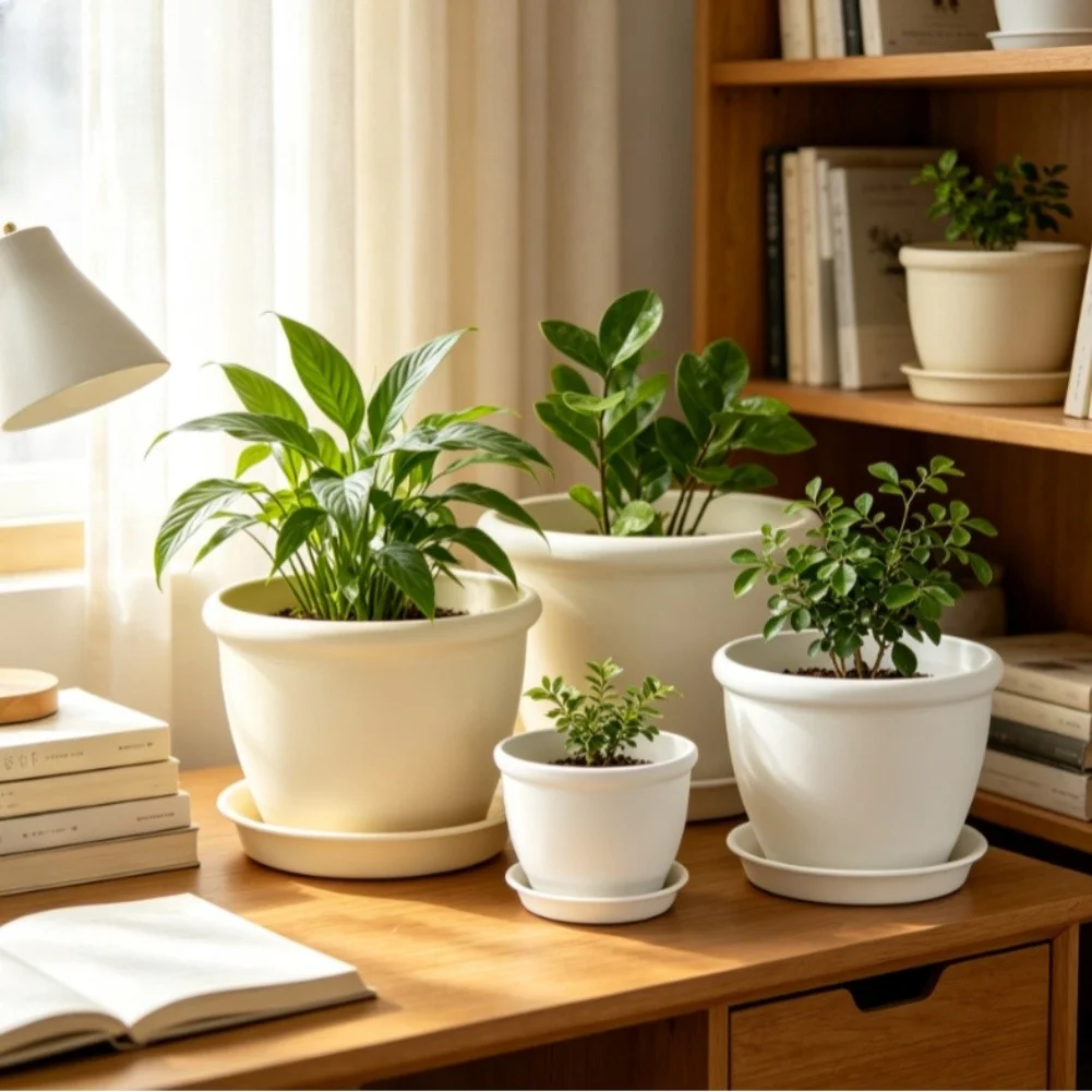 For Plant Arrangements Plastic Flower Pot Indoor Outdoor Planters Sturdy PP Resin Material Resists Cracking Deformation