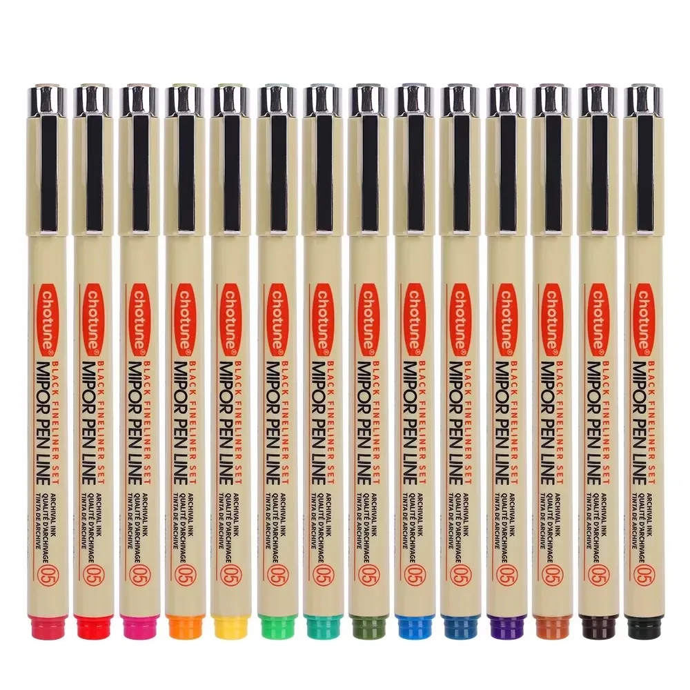14 Colors Brush Micro Waterproof Fineliner Pen Set Ink Fine Point Pen Sketching Anime Artist Illustrating  Drawing Supplies