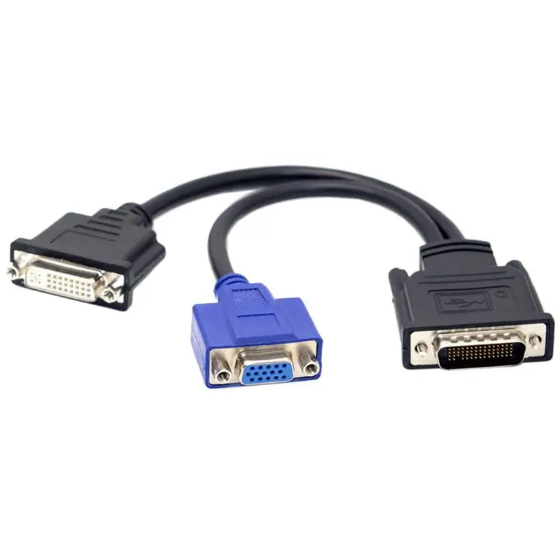 DVI 59 Pin Male To DVI (24+5) Female+VGA 15pin Female, Adapter Split Cable For High-End Video Cards, 0.2m