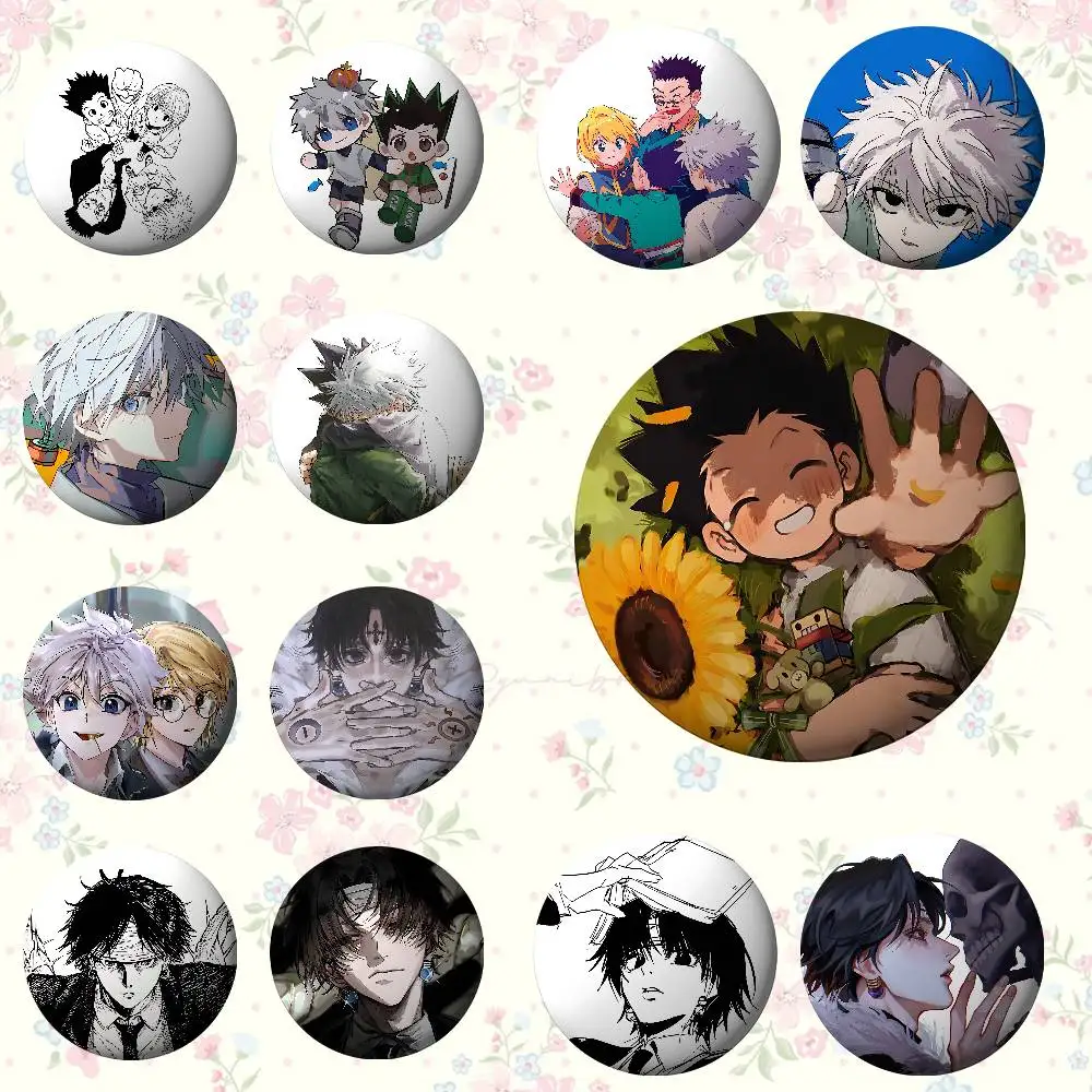 أمين H-HUNTER H-HUNTER شارات شارات الكرتون دبابيس مستديرة على ظهره سترة الاكريليك زر دبابيس جمع الهدايا