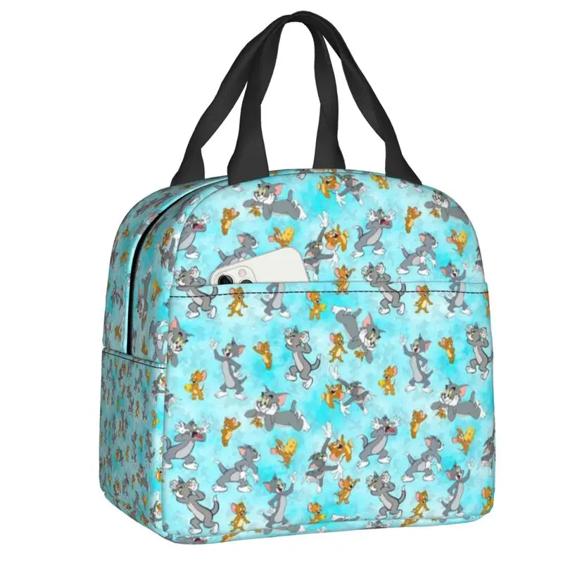 

Custom T-Toms And J-Jerry Insulated Lunch Bags for Women Resuable Cooler Thermal Bento Box Outdoor Camping Travel