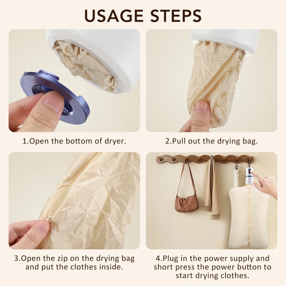 Inteligentna Elektryczna Suszarka Przenośna Składana Suszarka Domowa Wielofunkcyjna Z Timerem Szybkie Nagrzewanie Suszenie Ubrań Cicha i Energooszczędna