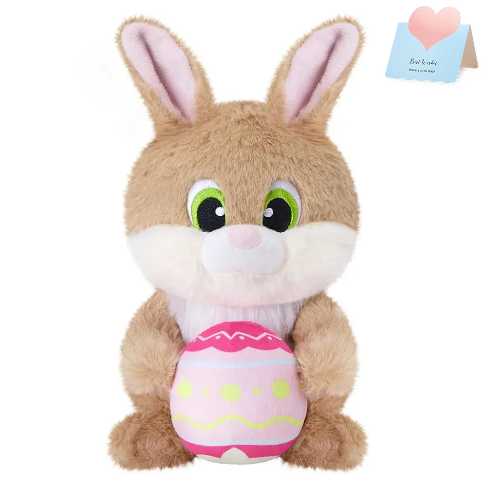 

24cm Easter Eggs Rabbit Plush Toys Stuffed Pillow Borwn Bunny Cotton Throw Pillows Animals Toys for Girls Easter Party Gift